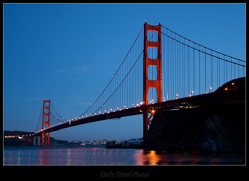 pictures of the golden gate bridge at night. Golden Gate Bridge seen from