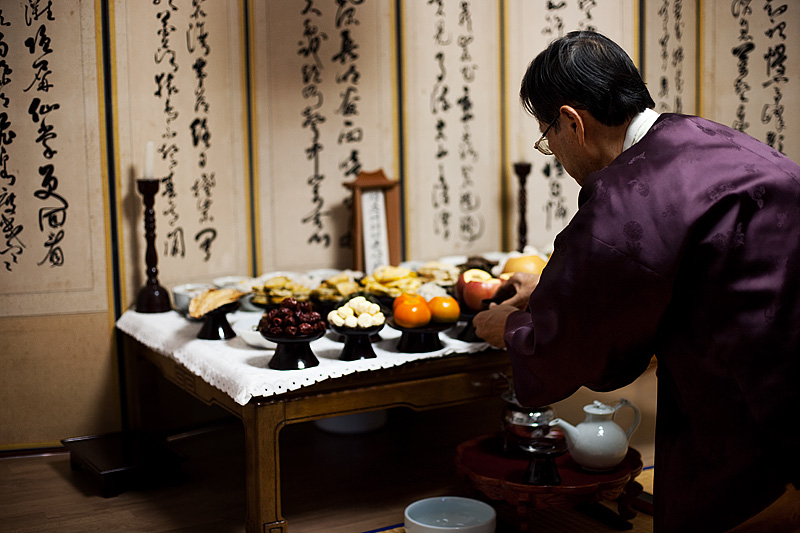 Chuseok Table Food Offerings Thanks Ancestors Soju Preparation - Daejeon, South Korea- Daily Travel Photos