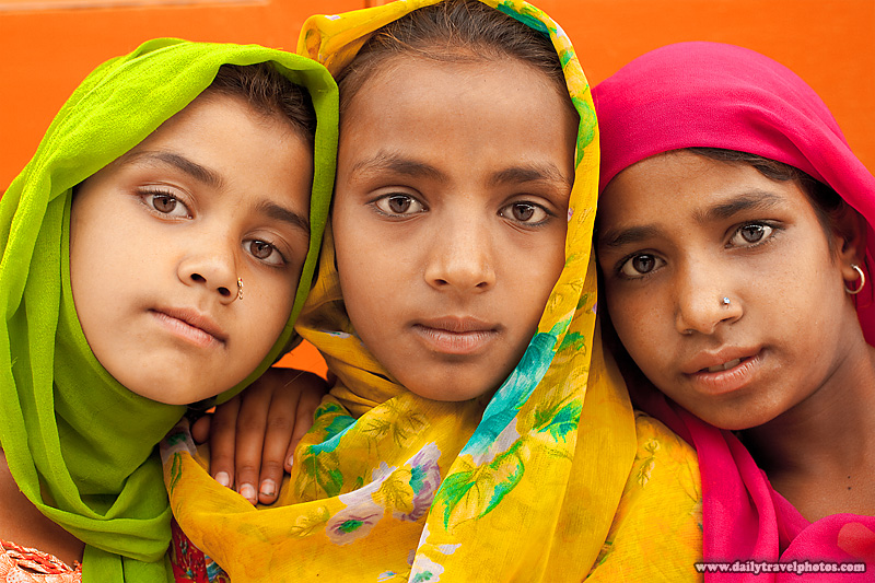 Portrait of Three Colorful Sikh Girls - Many Places, Around The World - Daily Travel Photos