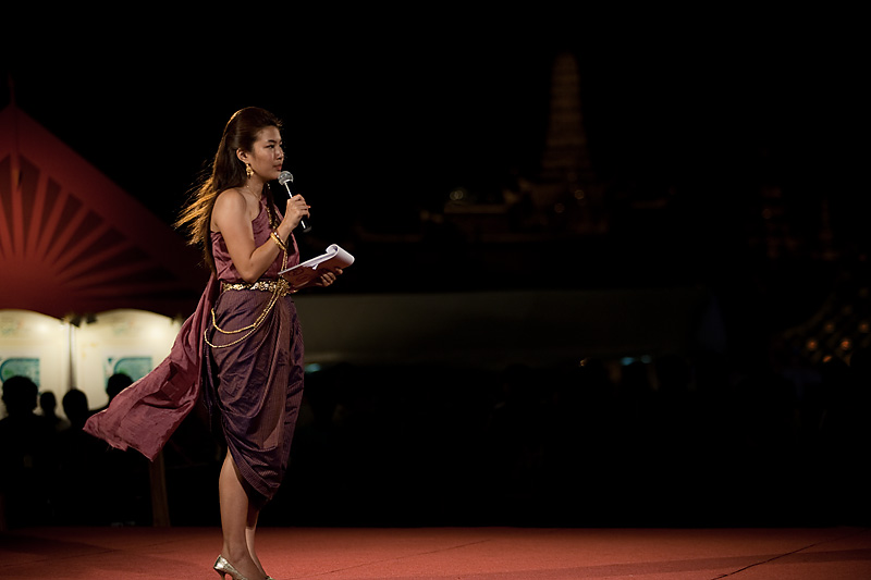 A beautiful female Thai hostess on stage during Songkran festival. - Bangkok, Thailand - Daily Travel Photos
