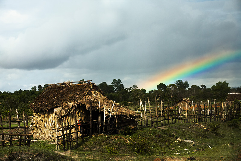 Weather Rainbow Thatched Shack Rural Village Clouds - Sihanoukville, Cambodia - Daily Travel Photos