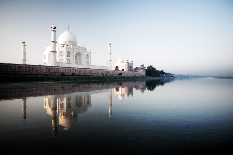 The rear of the Taj Mahal seen from a boat on the Jamuna River. - Agra, Uttar Pradesh, India - Daily Travel Photos