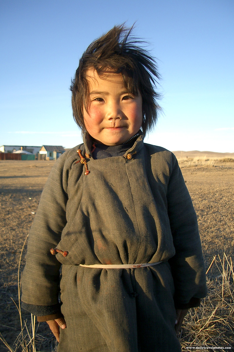 Cute Mongolian Girl Traditional Clothes - Central, Mongolia - Daily Travel Photos