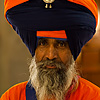 Indian Style Photo: Large turbaned Sikh leader of the Paonta Sahib Gurudwara.