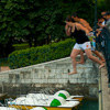 Deep Leap Photo: French teens jump from a bridge into beautiful Annecy lake.